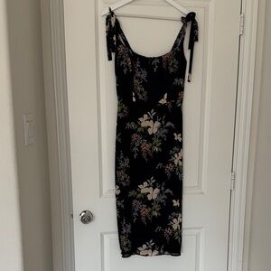 Reformation Black Floral Midi Dress